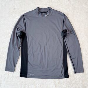 Nike Men Gray Technical Base Layer Long Sleeve Shirt LARGE Athletic Activewear